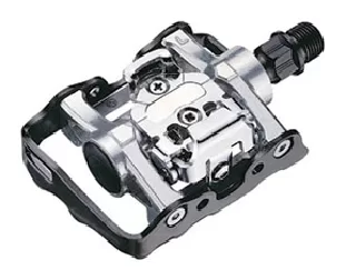 PEDALS Dual Function, MTB, Alloy, Clipless, Non Slip Insert, SILVER/BLACK