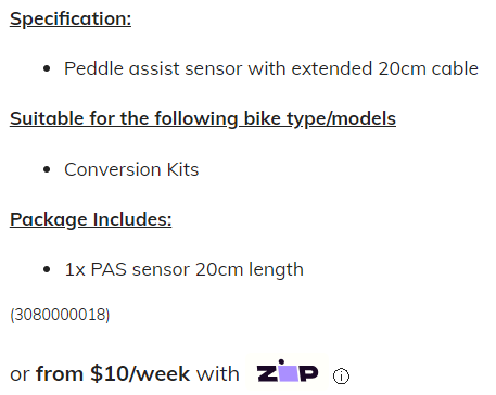 PAS Sensor DAS-KIT P12L-20 (20cm cable)