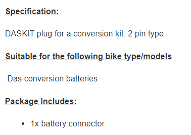 Battery Connector DAS-KIT White