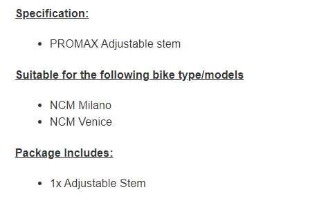 PROMAX Stem, MA-570, Black for Milano/Venice series