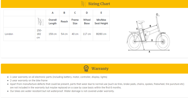 NCM London Folding E-Bike, 250W-350W, 36V 15Ah 540Wh Battery