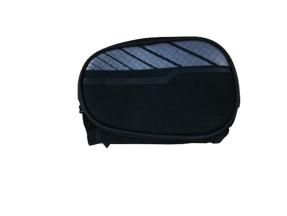 Top Bar Phone Bag, velcro attach Large 19/H11/W5cm, Black, 2 main pockets. 1 phone pocket w/clear PVC.