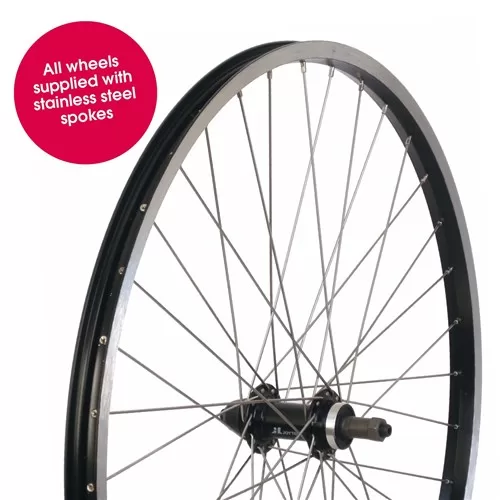 Wheel - 26" MTB Alloy Screw-on Rear - Black Rim - Silver Spokes